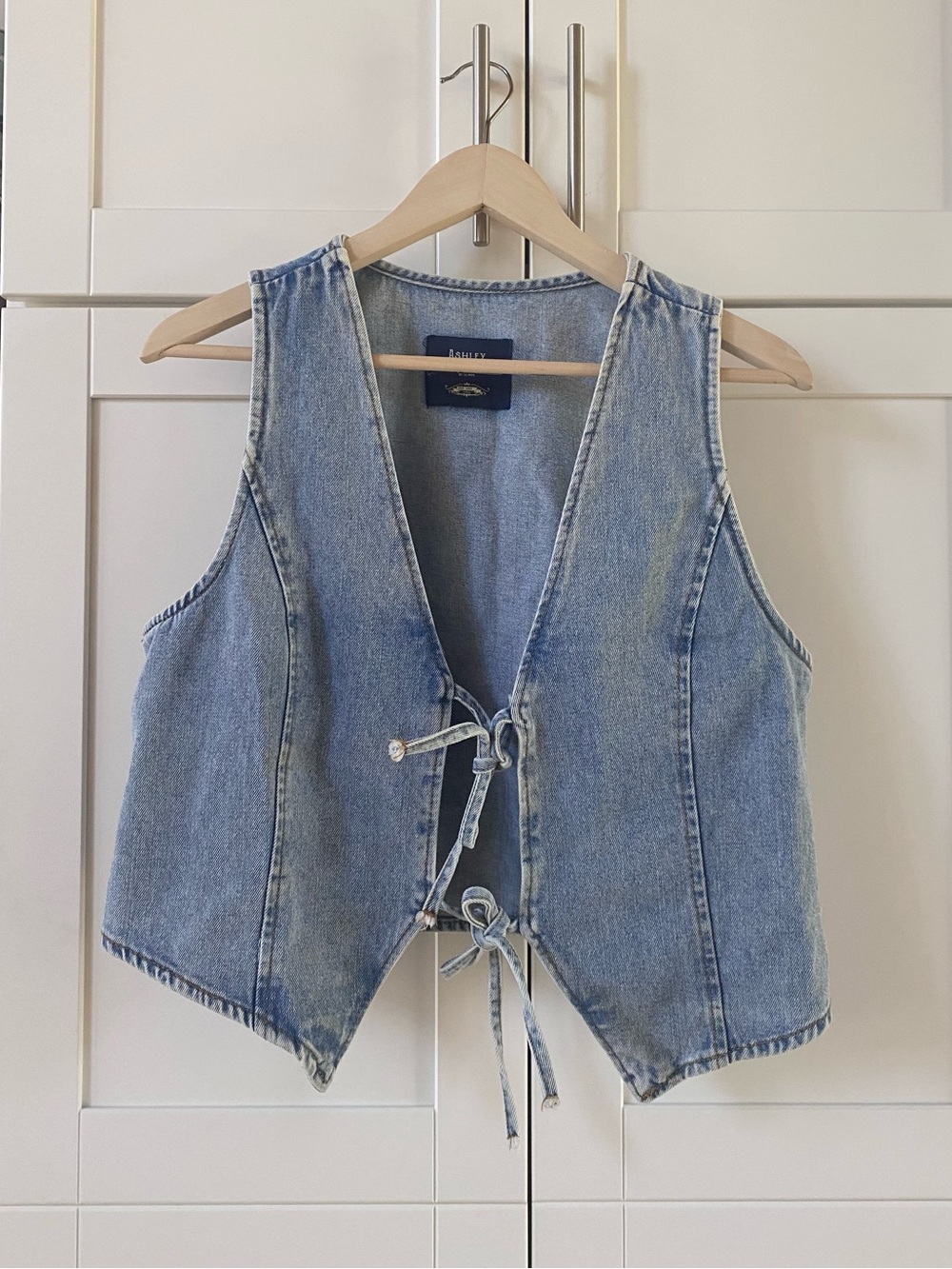 Ashley Vintage Charm Denim Vest with Tie Front Strings